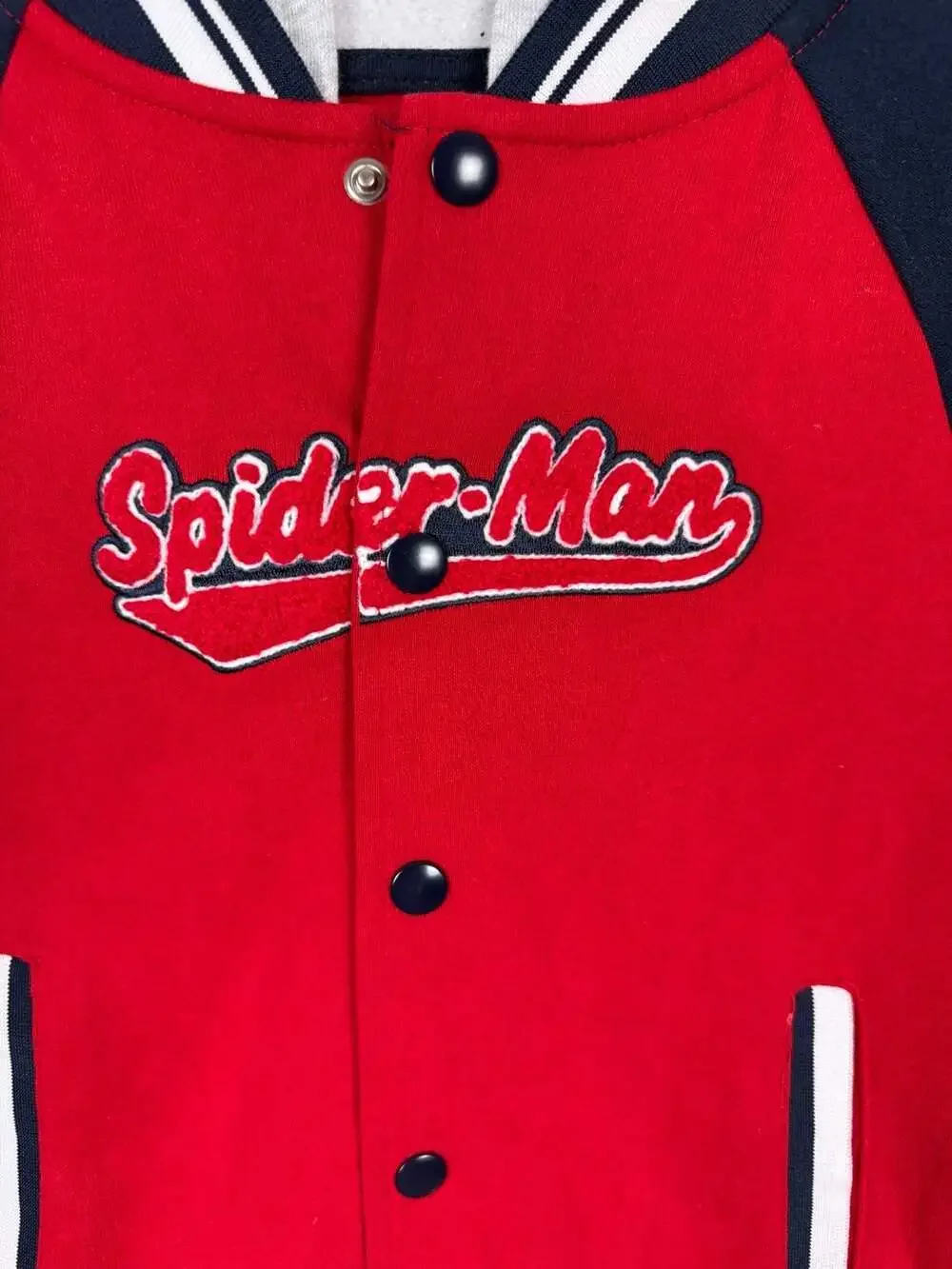 Marvel Spider-Man Boys' Snap Button Varsity Hooded Jacket Size 6